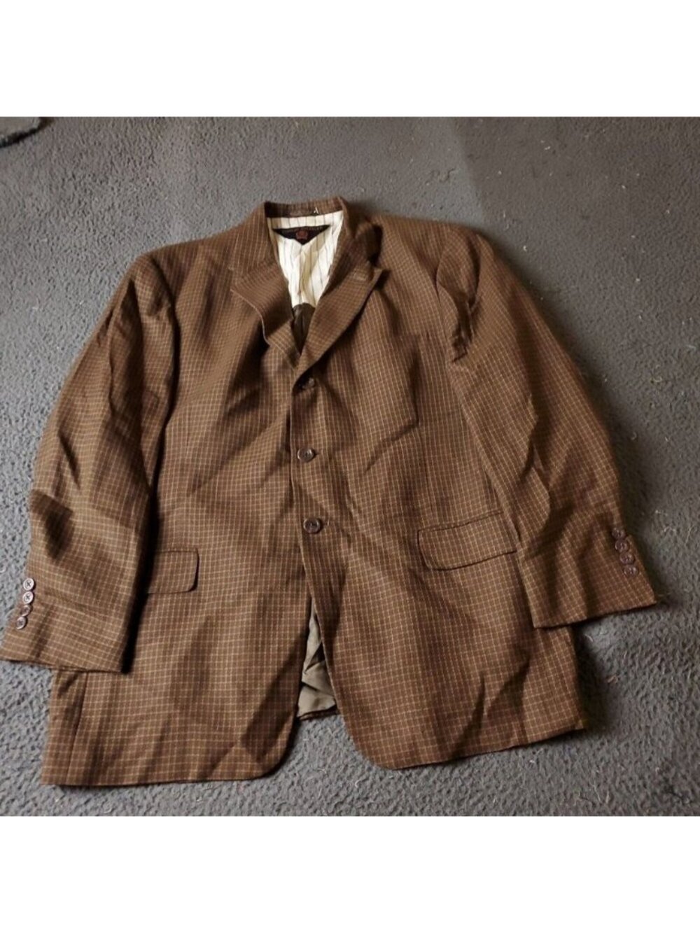 VINTAGE Tommy Hilfiger Macys Blazer Mens 42R No Size Tag Brown Suit Jacket